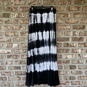 TRYST Black White Tie Dye Pull On Maxi Skirt Sz L